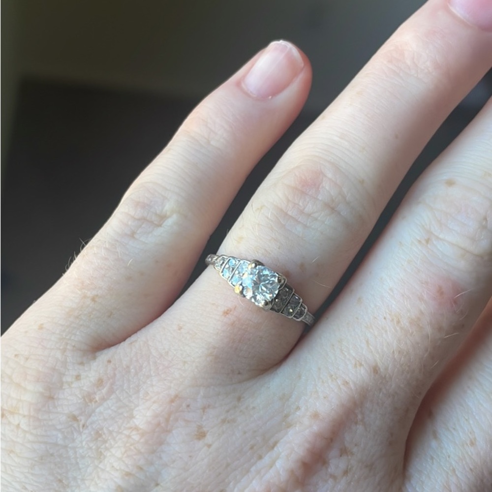Platinum antique diamond ring .82 ctw